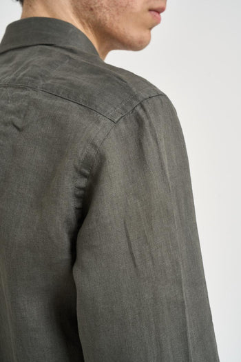 Camicia uomo in lino verde - 4