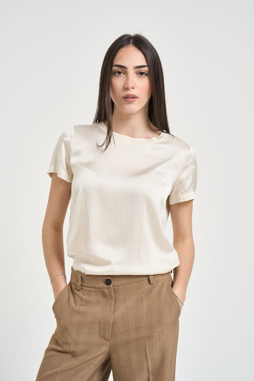 Blusa donna satinata burro