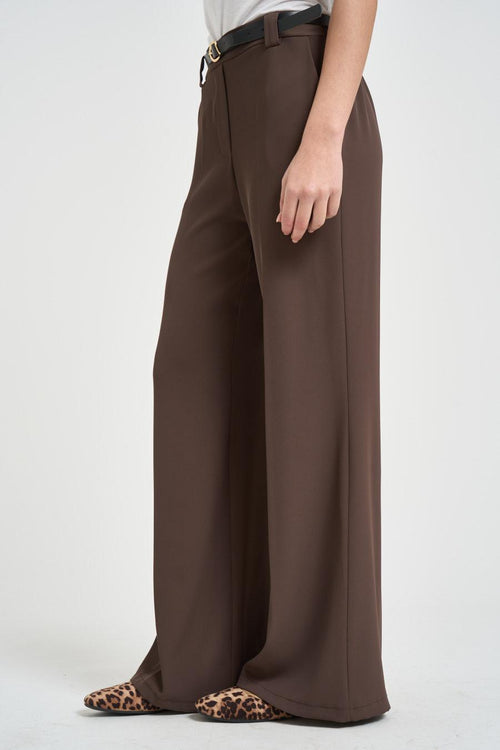 Pantalone donna flare marrone - 2