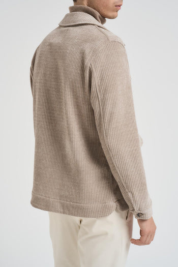 Camicia uomo velluto beige - 5