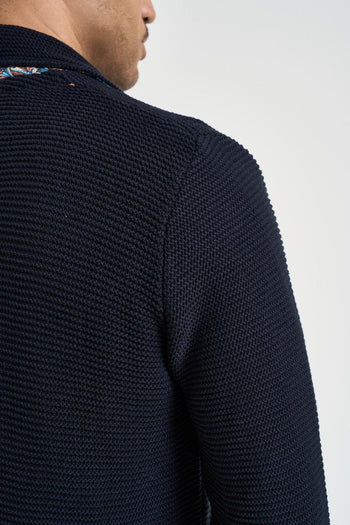 Giacca uomo monopetto in maglia blu - 5