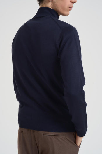 Maglia uomo con zip blu - 3