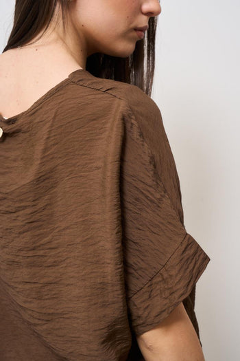 T-shirt donna scollo a V marrone - 5