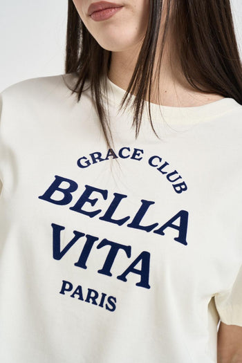 T-shirt donna cropped crema - 3