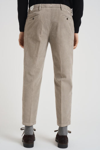 Pantalone uomo dritto in velluto panna - 4