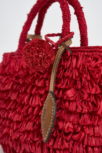Borsa donna a mano in rafia rossa - 4