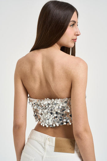 Top donna con paillettes argento - 3