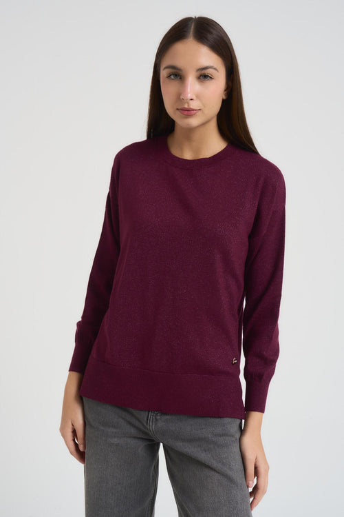 Maglia donna girocollo bordeaux