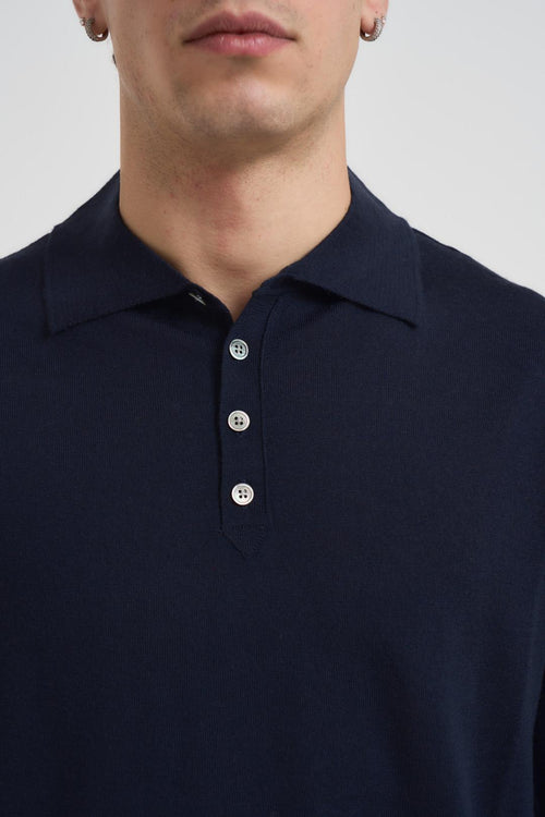 Polo uomo a manica lunga blu notte - 2