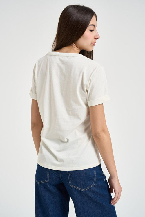T-shirt donna con strass bianca - 2
