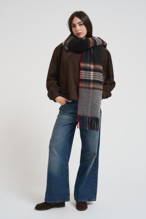 Sciarpa donna con frange grigia