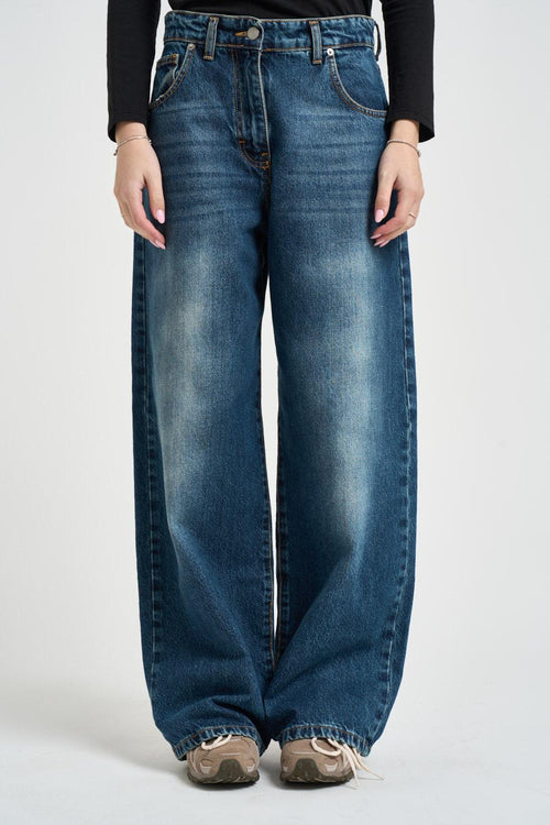 Jeans donna wide leg in denim sfumato - 1