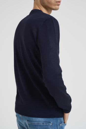 Maglia uomo girocollo a treccia blu - 4