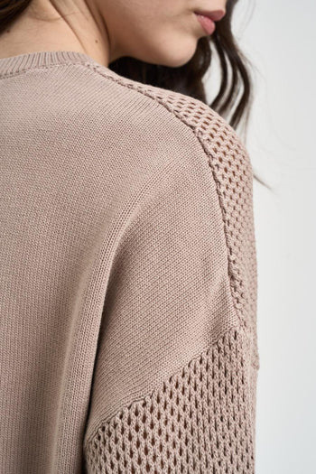 Maglia donna traforata sabbia - 4