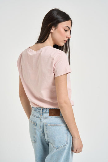 T-shirt donna girocollo rosa - 3