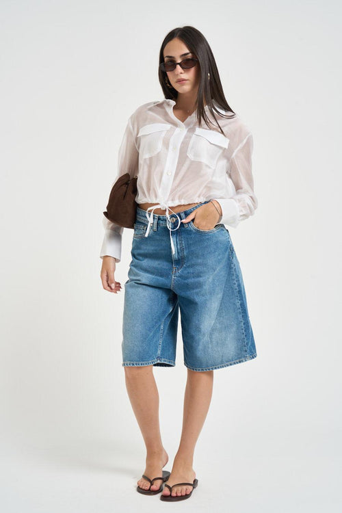 Camicia donna semitrasparente bianco - 1