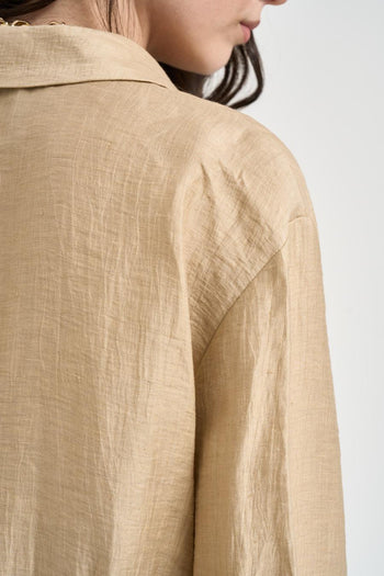 Blusa donna scollo a V sabbia - 5