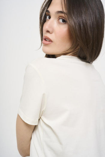 Women's white crew neck t-shirt - 4