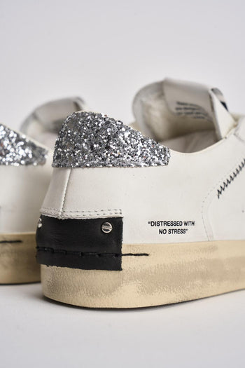 Sneakers donna bianche e glitter argento - 8
