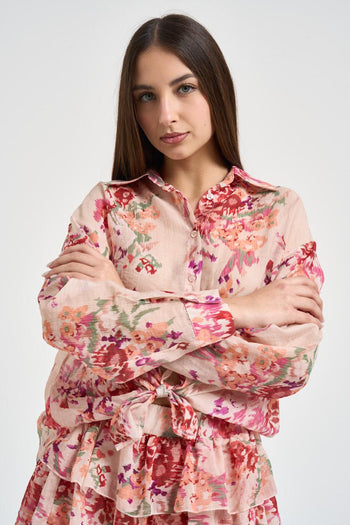 Camicia donna floreale rosa - 3