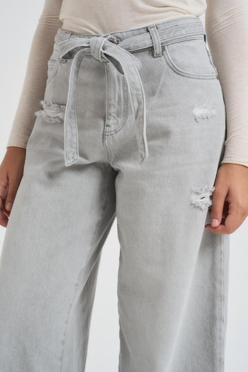 Jeans donna in denim grigio - 3