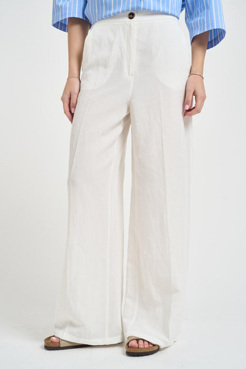 Pantalone donna gamba larga bianco