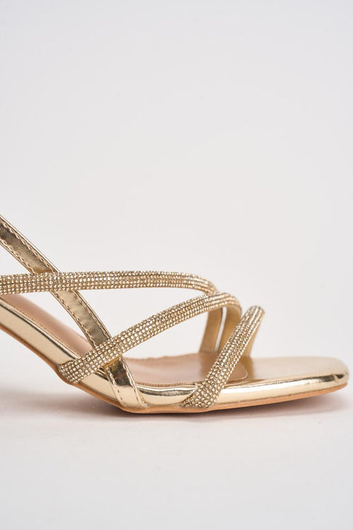 Sandalo donna oro con strass - 2