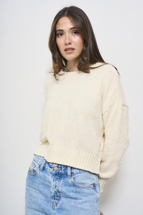 Maglia donna panna cropped