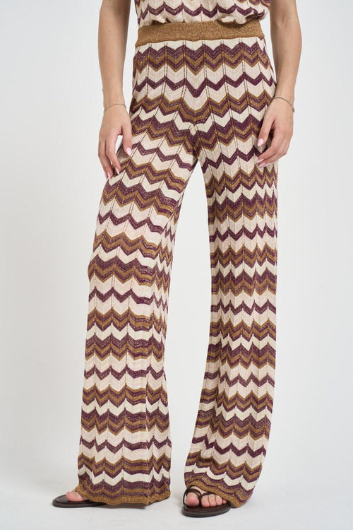 Pantaloni donna fantasia zig zag multicolor