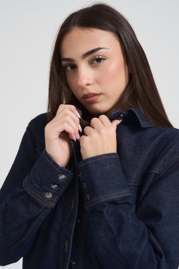 Camicia donna in denim scuro - 4