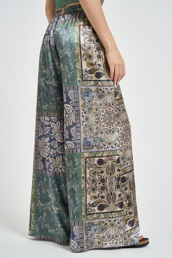Pantalone donna fantasia bandana verde - 4