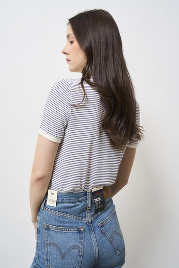 Women's blue striped t-shirt - 4