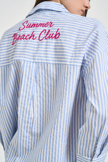 Camicia donna a righe celeste e bianca - 4