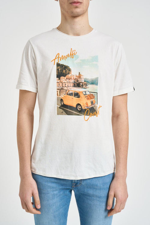 T-shirt uomo con stampa bianca