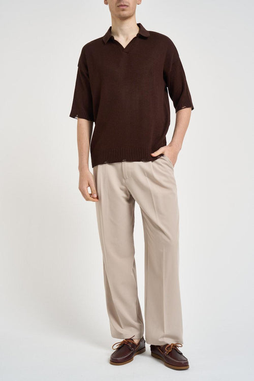 Polo uomo in maglia marrone