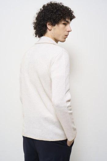 Giacca uomo in maglia panna - 5
