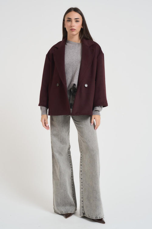 Cappotto donna misto lana bordeaux