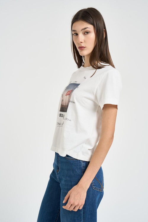 T-shirt donna con stampa "Old Glory" bianca - 2