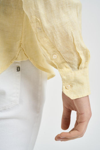 Camicia uomo in lino gialla - 6