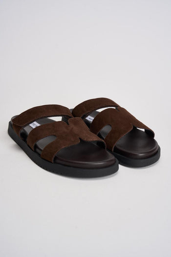 Sandalo donna in suede marrone - 3