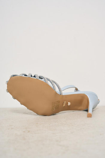 Light blue heel shoe with rhinestones - 7