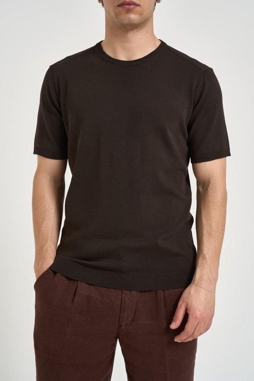 T-shirt uomo in maglia marrone