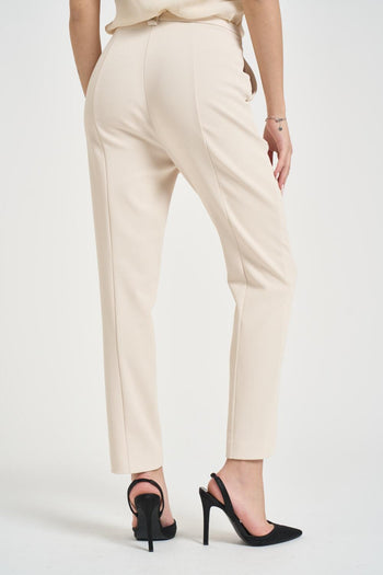 Pantaloni donna a sigaretta panna - 5
