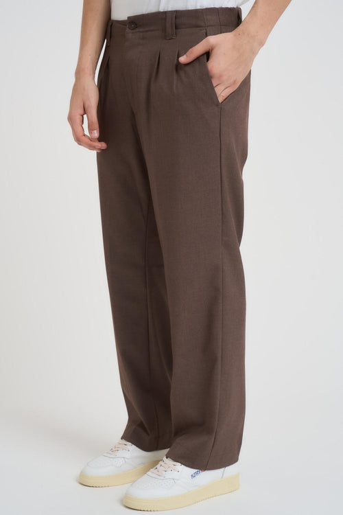 Pantalone uomo con pinces marrone - 2
