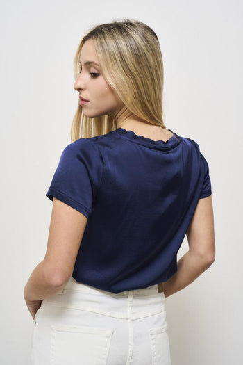 T-shirt donna satinata blu - 3