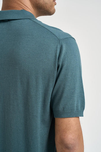 Polo uomo manica corta verde petrolio - 5