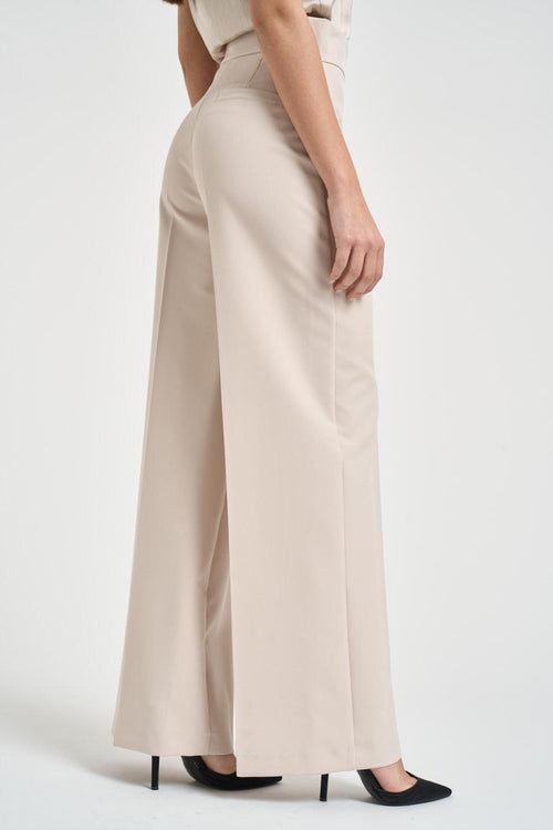 Pantalone donna gamba larga sabbia - 2