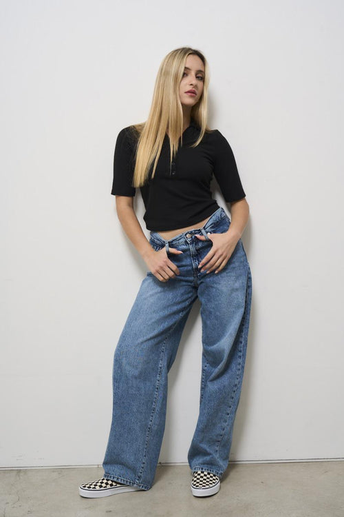 Jeans donna balloon denim medio