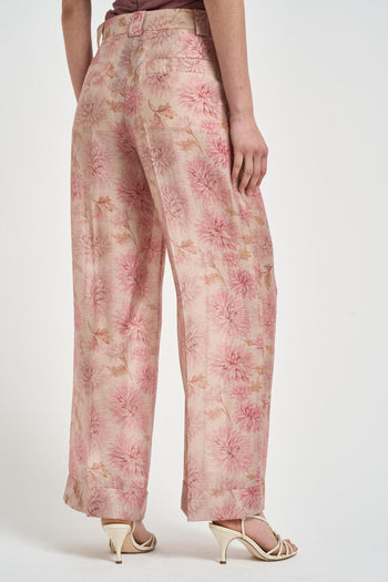 Pantalone donna stampa floreale cipria - 3