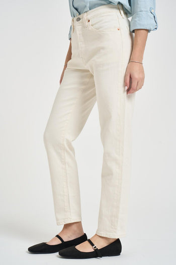 Jeans donna 501 cropped in denim bianco - 3